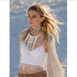 NWOT Free People One Geo Bralette in White Size Medium